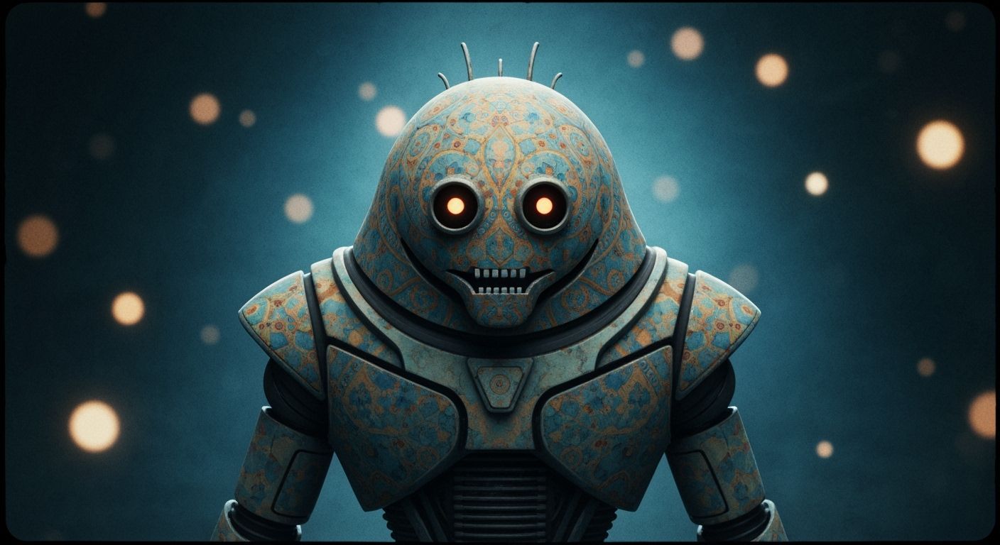 Robot Creature on Mandala Planet in Sci-Fi Movie Still