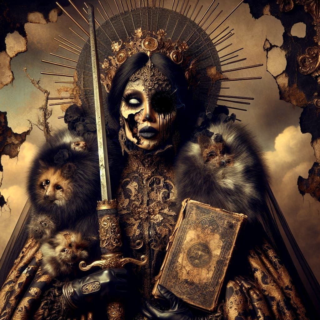 Gothic Surrealist Warrior Queen in Rotting Fur