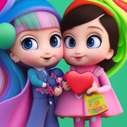 Adorable Cartoon Lovebugs Hugging in Pastel Colors