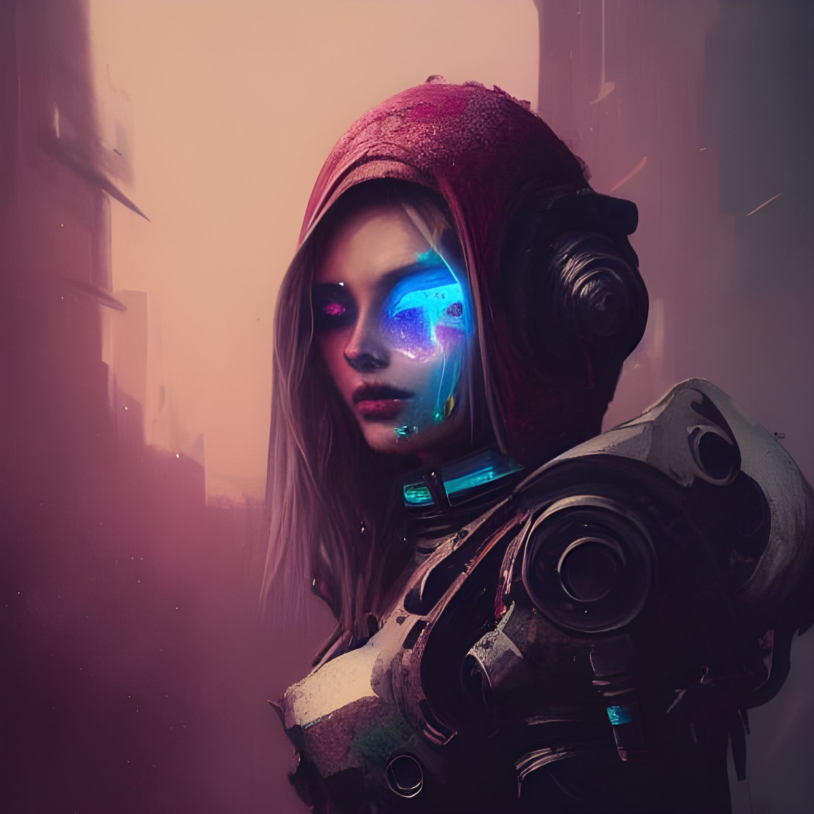 Intergalactic Sylvanas Portrait in Cyberpunk Style