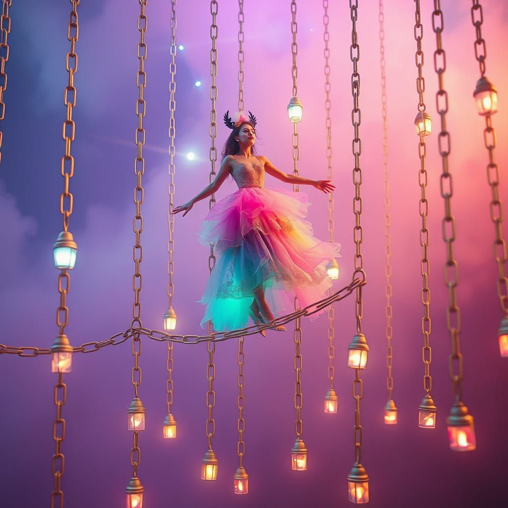 Enchanted Chain Gang Dancer in Whimsical Pastel Hues