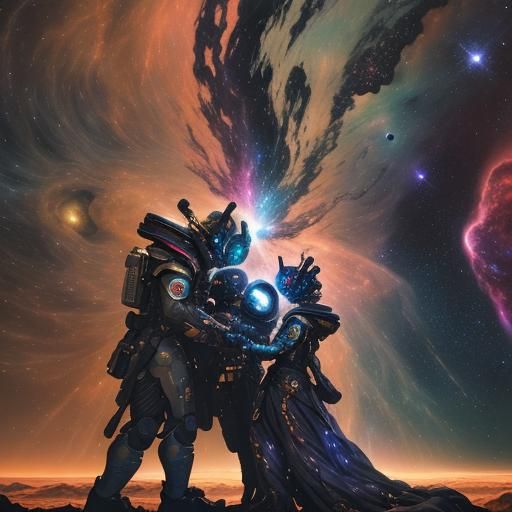 Celestial Surrealism: Cosmic Collision in Deep Space