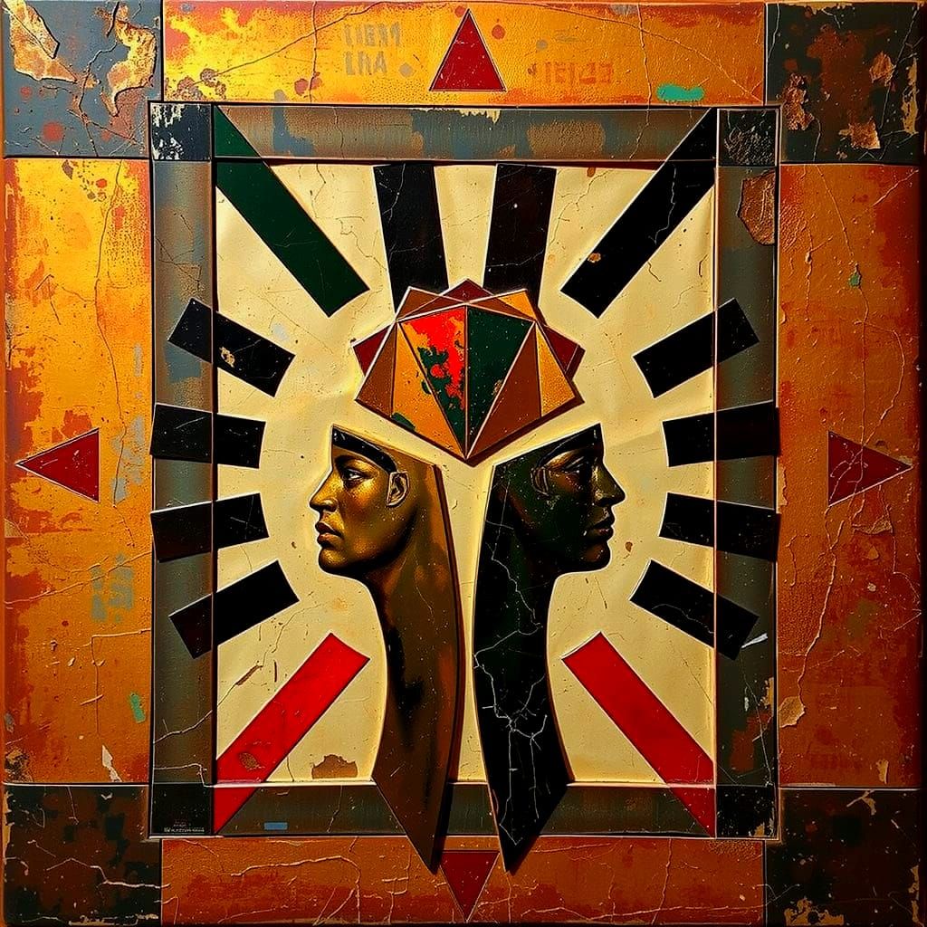 Abstract Geometric Composition in Bold Colors