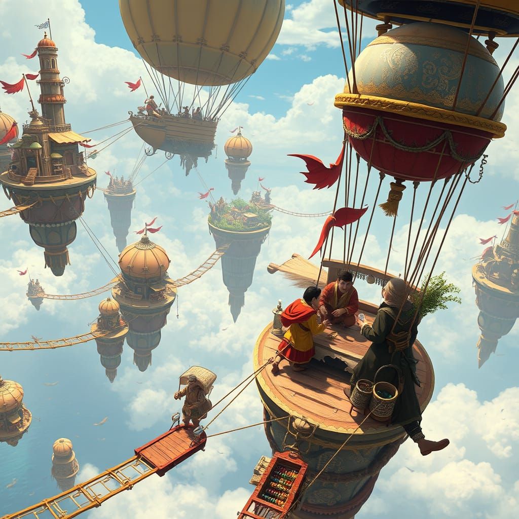 Floating Spice Islands in a Dizzying Sky Market