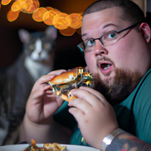Enthusiastic Man Eating Burger, Professional Photography
