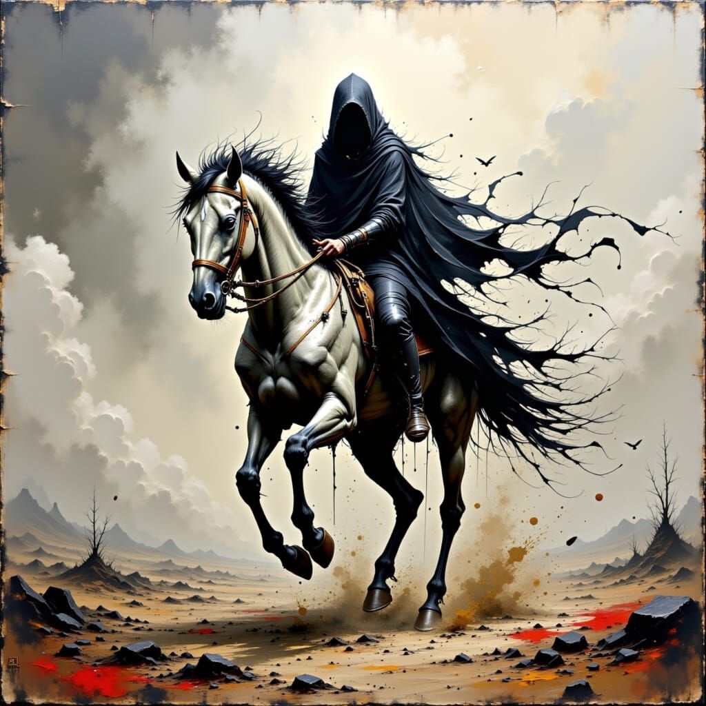 Spectral Rider on Ghost-Horse in Impasto Style