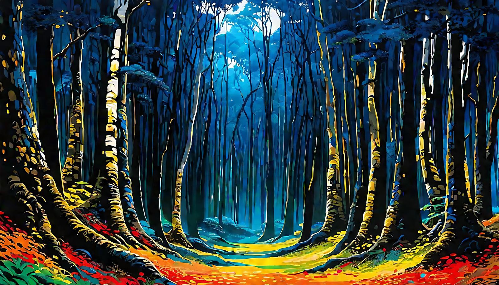 Clockwork Forest Time Passage in Modern Art Style