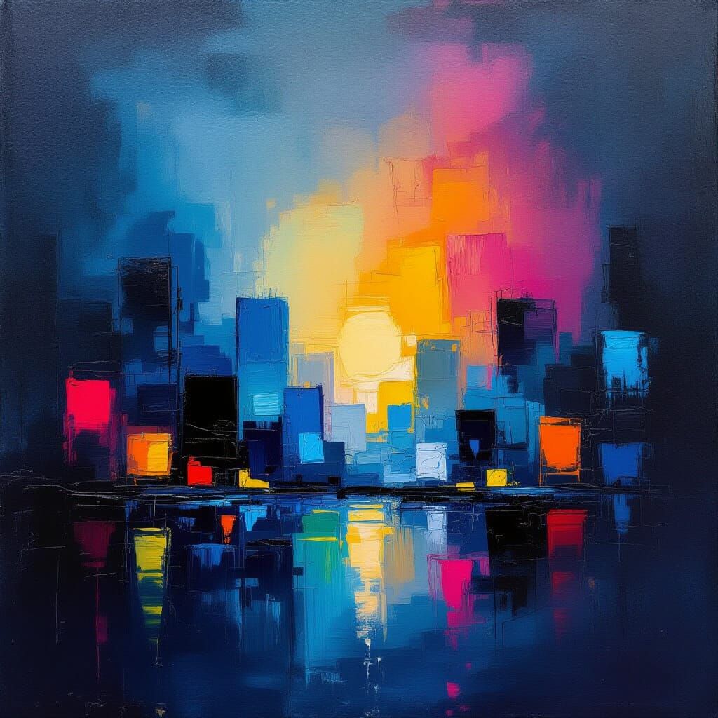 Moody Abstract Cityscape in Rothko Style