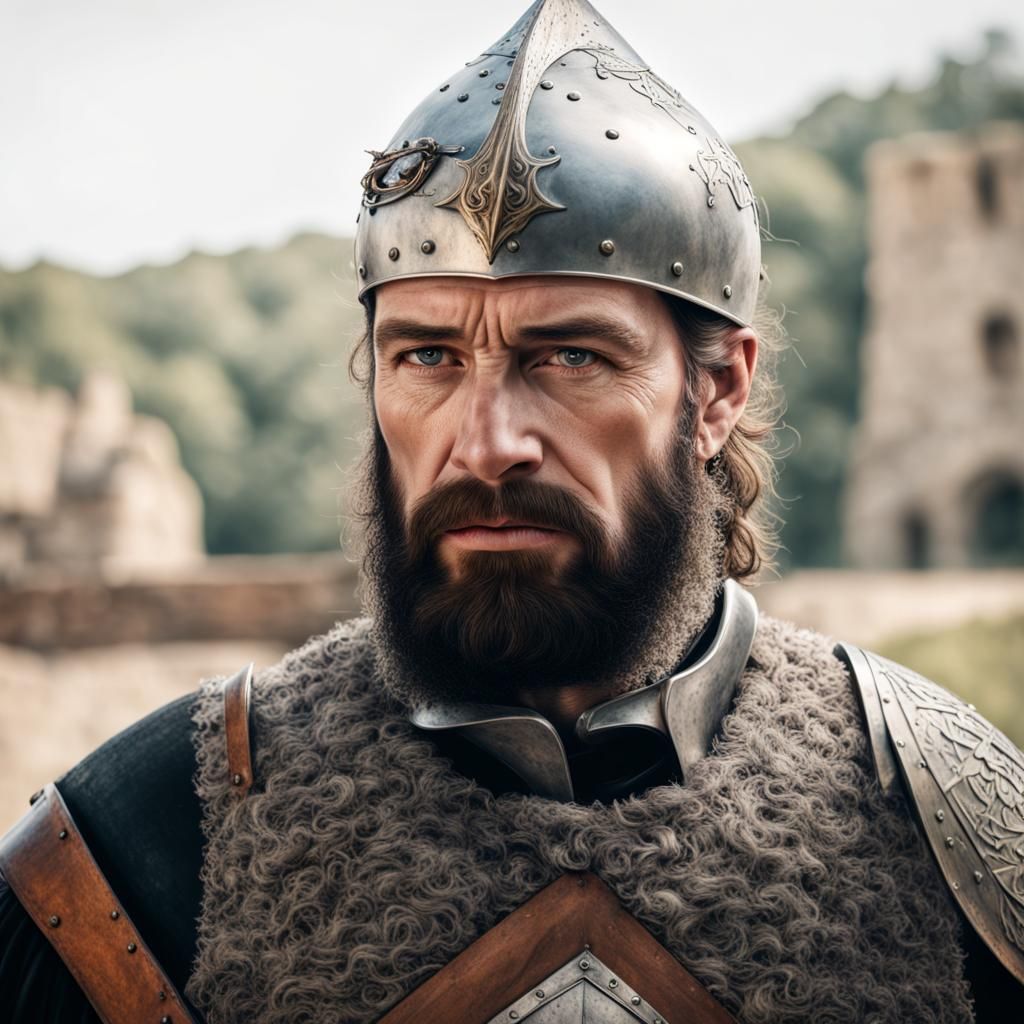 Photorealistic Georgian Warrior Portrait in Armor