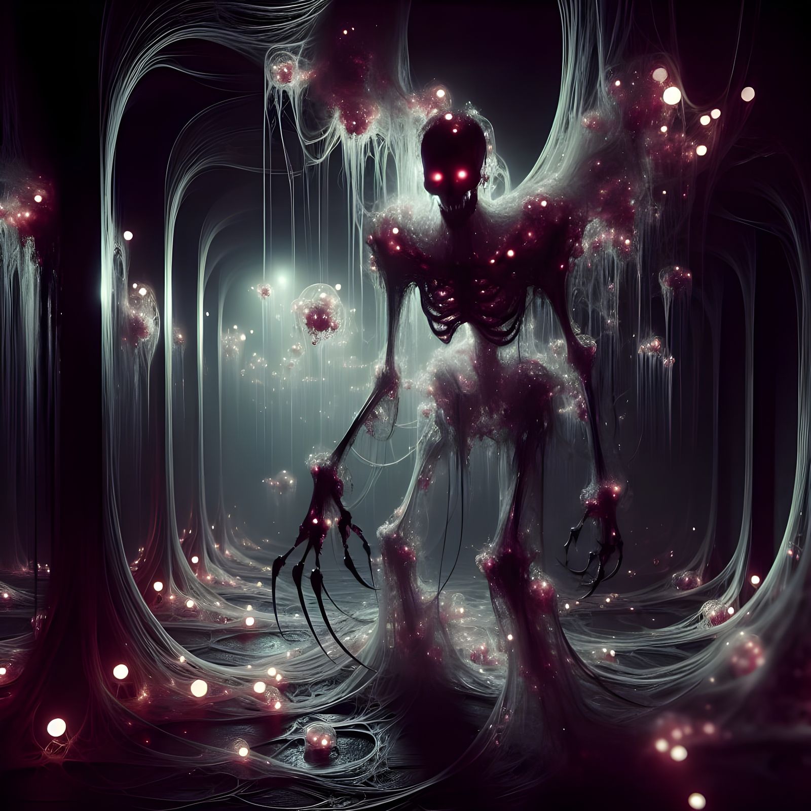 Macabre Figure Emerges from Eerie Nebulous Fog