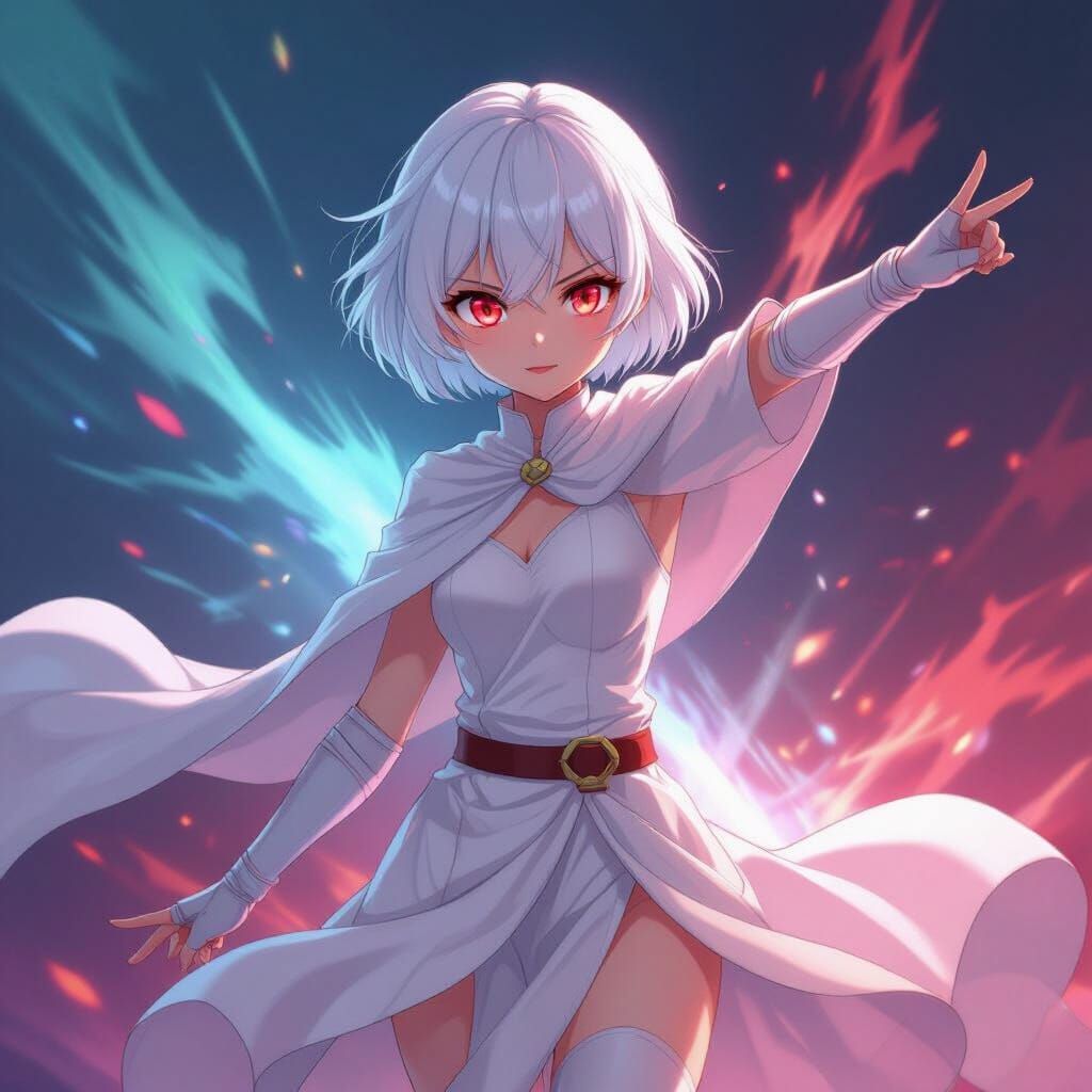 Heroic Girl in White Outfit, Studio Trigger Style