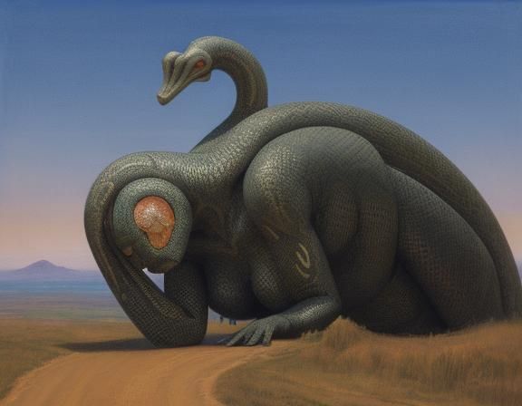 Surreal Snake Girl with Human Face Painting