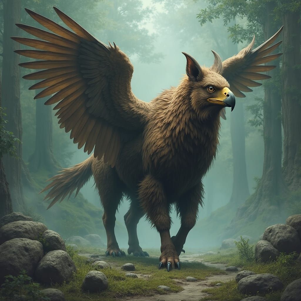 Mystical Hybrid Creature in Enchanted Forest