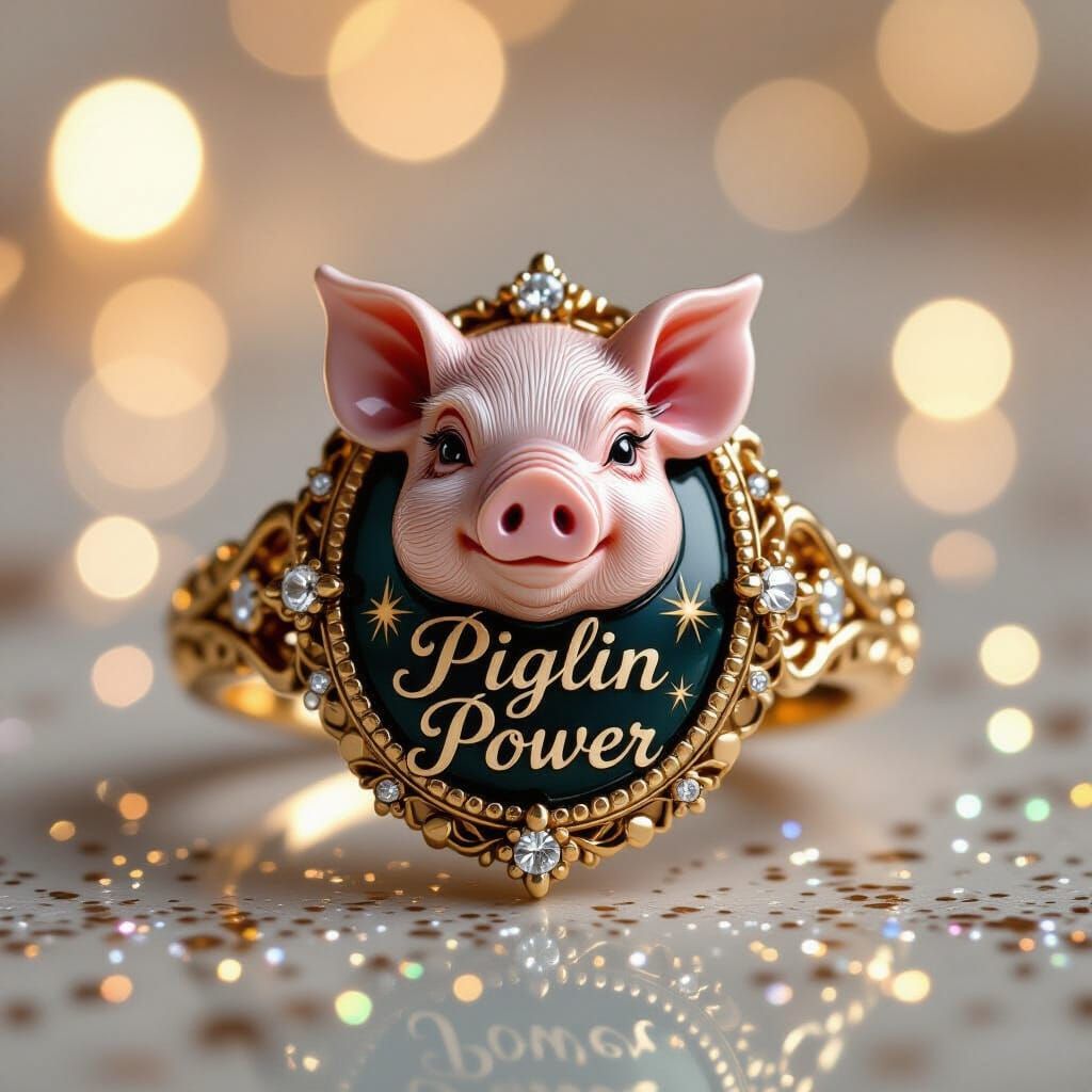 Ornate Piglin Ring with Glittering Bokeh