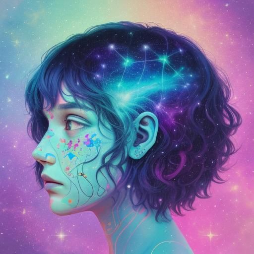 Cosmic Mind: Holographic Astral Illustration