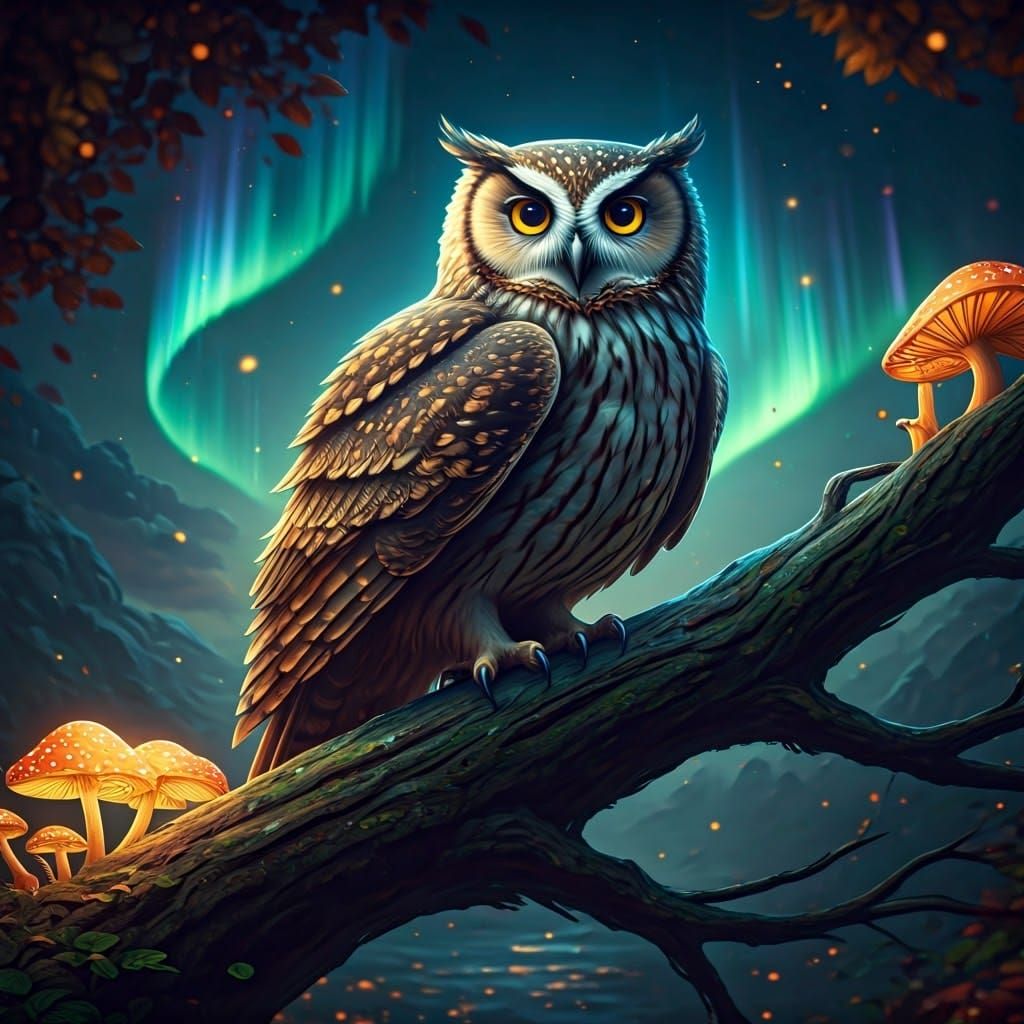 Mystical Owl in Twilight Fantasy Concept Art