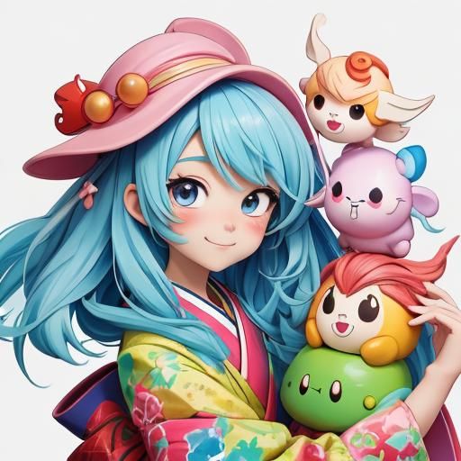 Whimsical Anime Sushi Characters in Watercolor