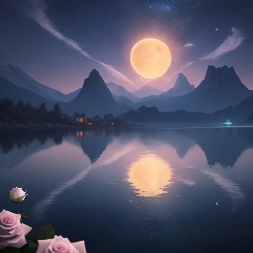 Glowing Lake Under Galaxy Sky as Fantasy Art