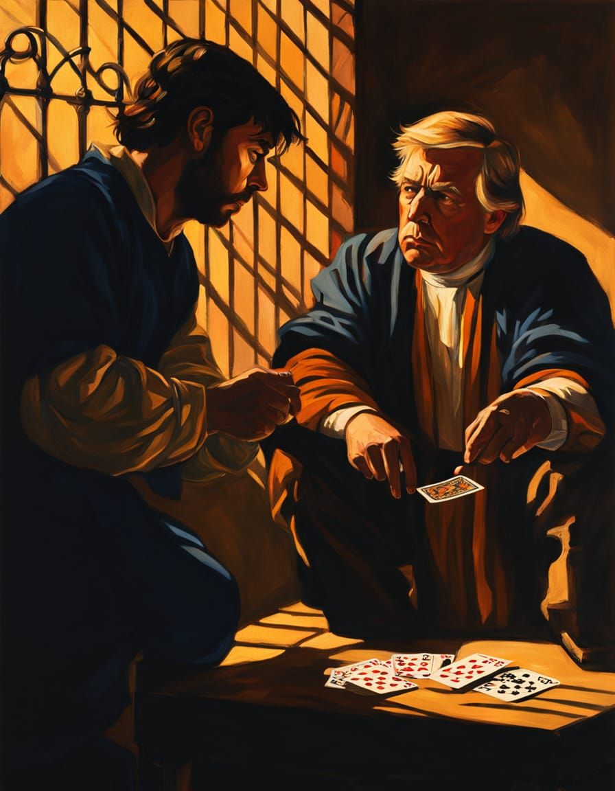Trump and Pence in Prison, Caravaggio-Inspired Masterpiece