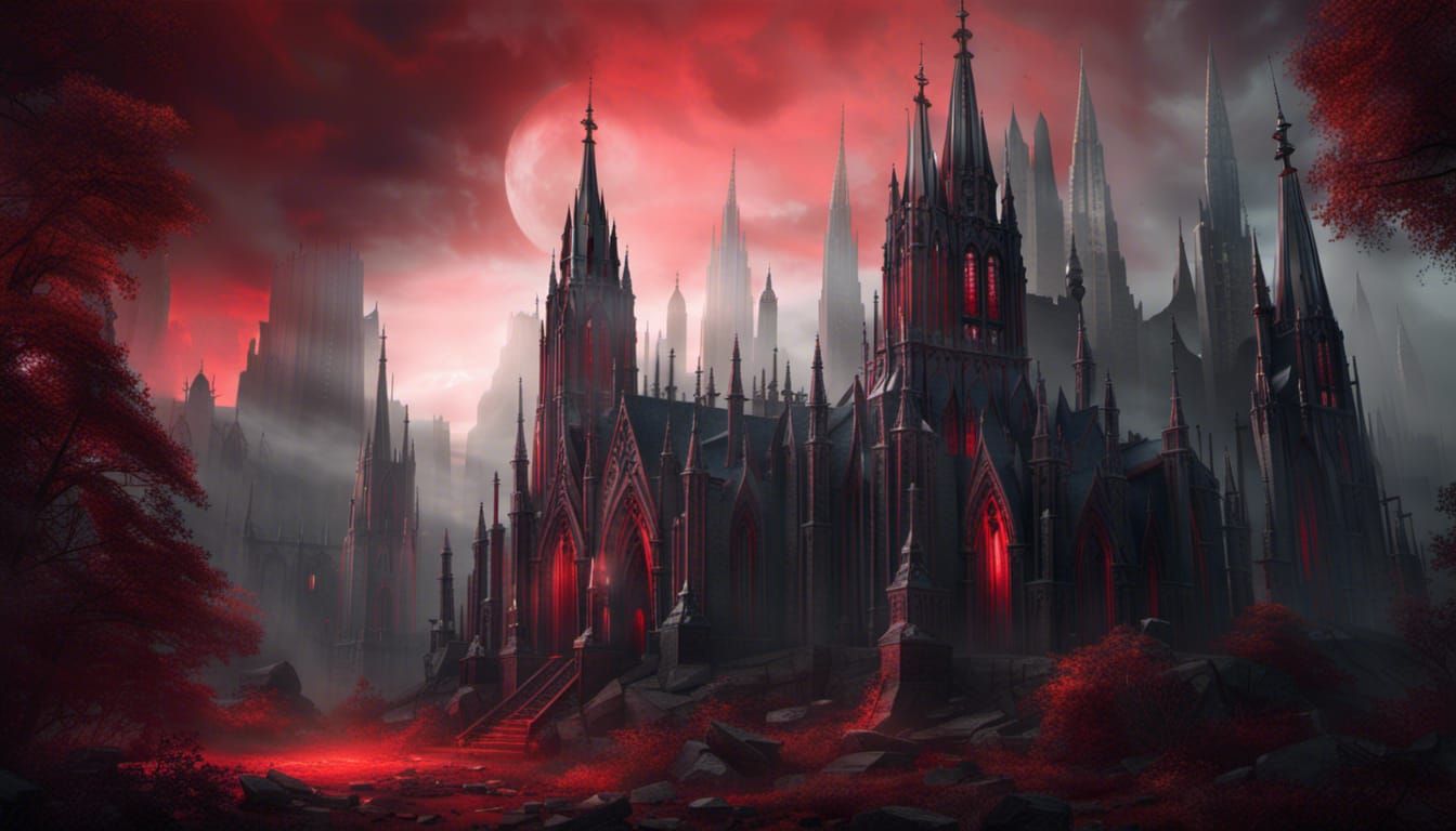 Gothic Cathedral Inspired by Sith Temples: Digital Painting