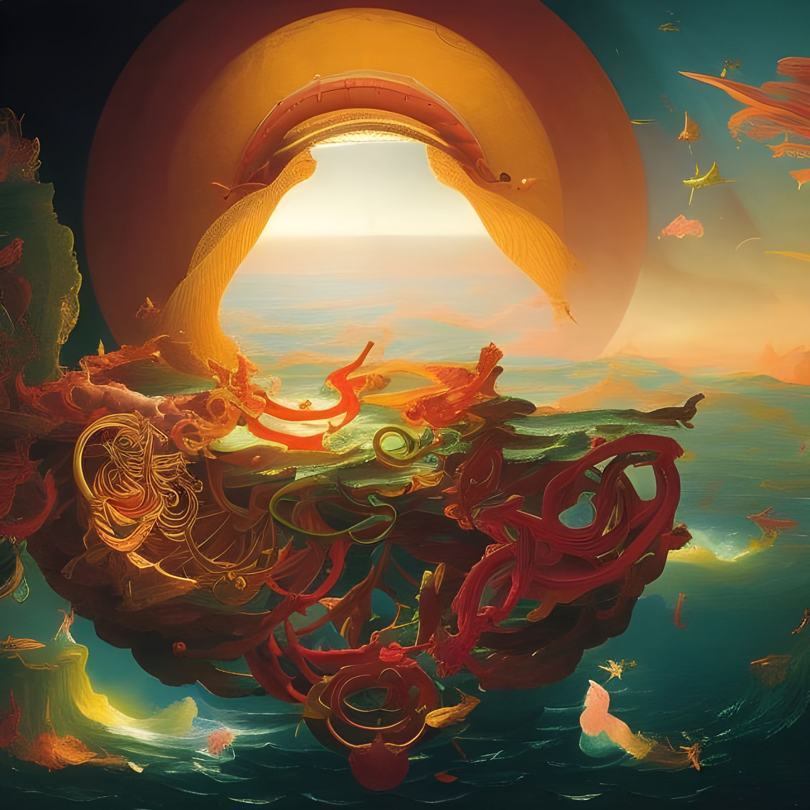 Cosmic Ocean Dreamscape: Surreal Volumetric Lighting