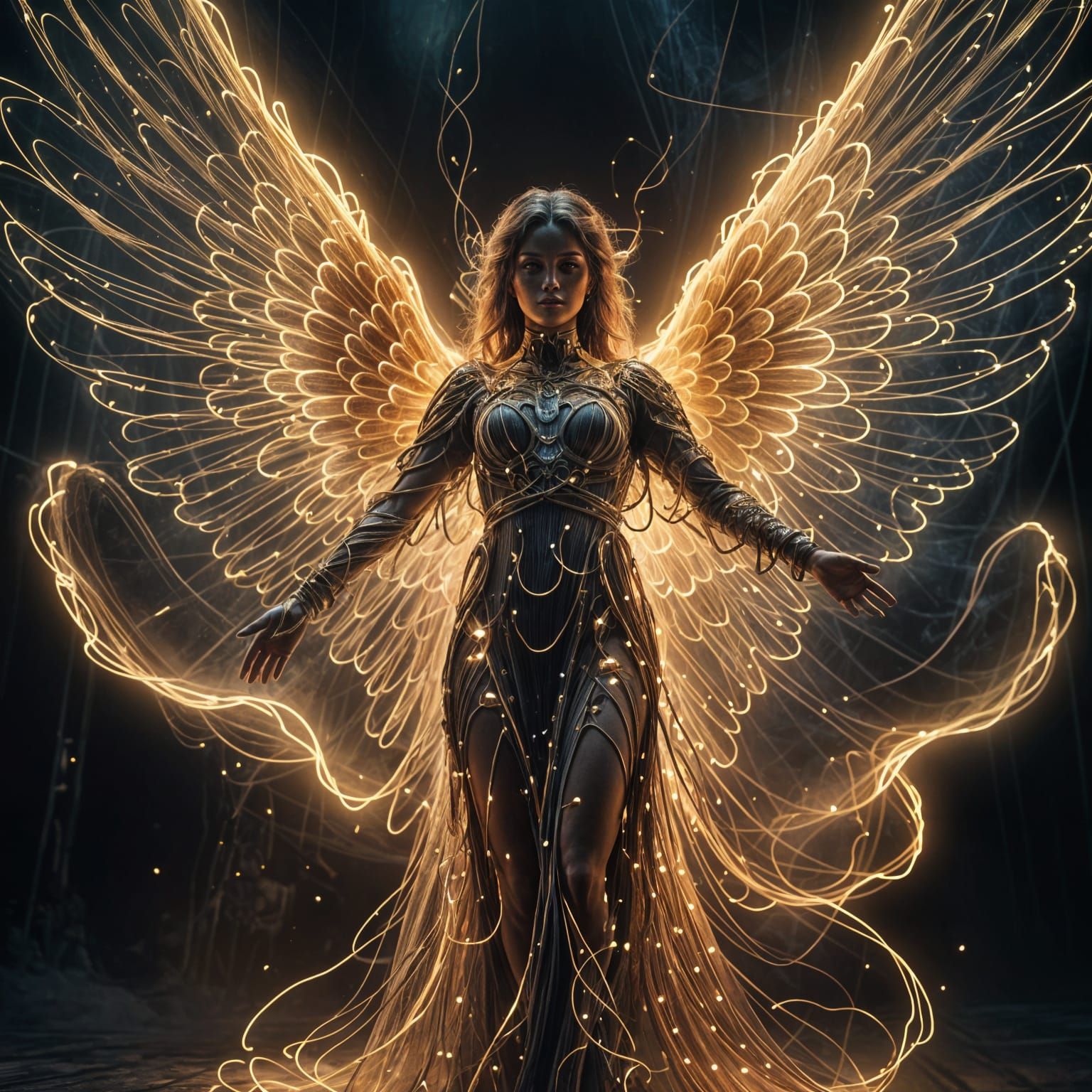 Neon String Angel: Fantasy Concept Art