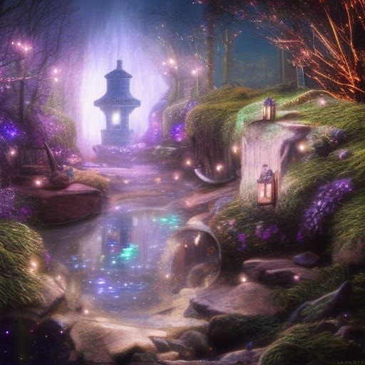 Enchanting Wishing Well with Glowing Lights