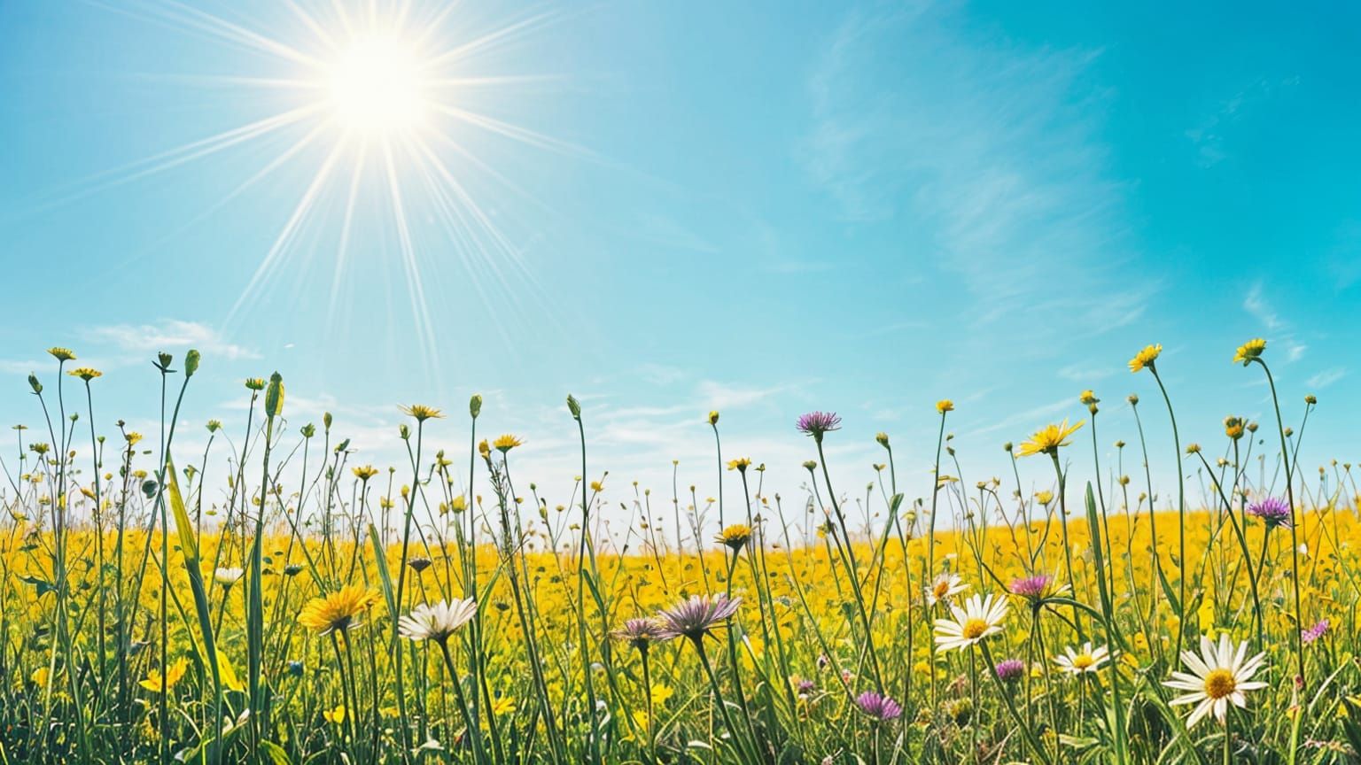 Vibrant Meadow Scene in Triadic Colors