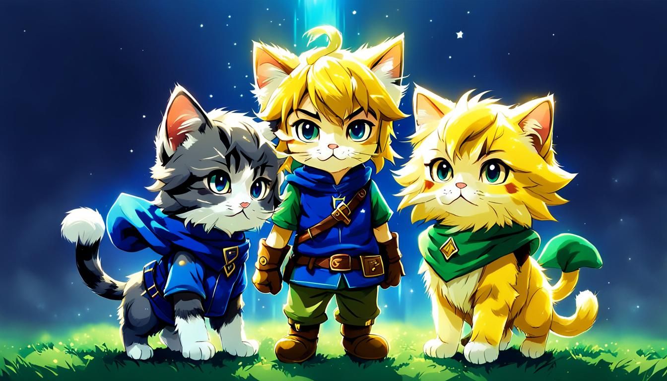 Fluffy kittens version of Link from "The Legend of Zelda"