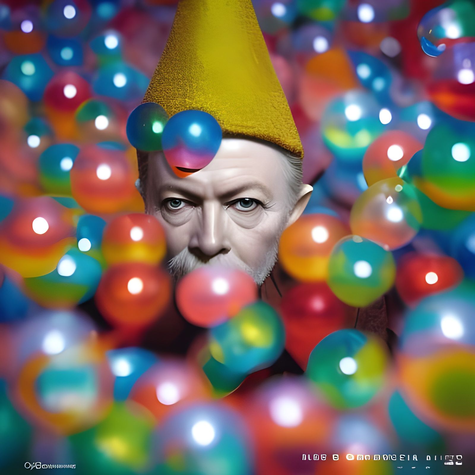 Happy Gnome Blowing Bubbles with David Bowie