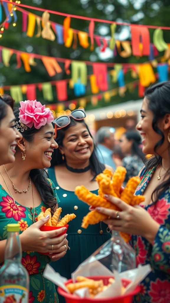 Vibrant Latinas Celebrate at a Lively Outdoor Festival in a ...