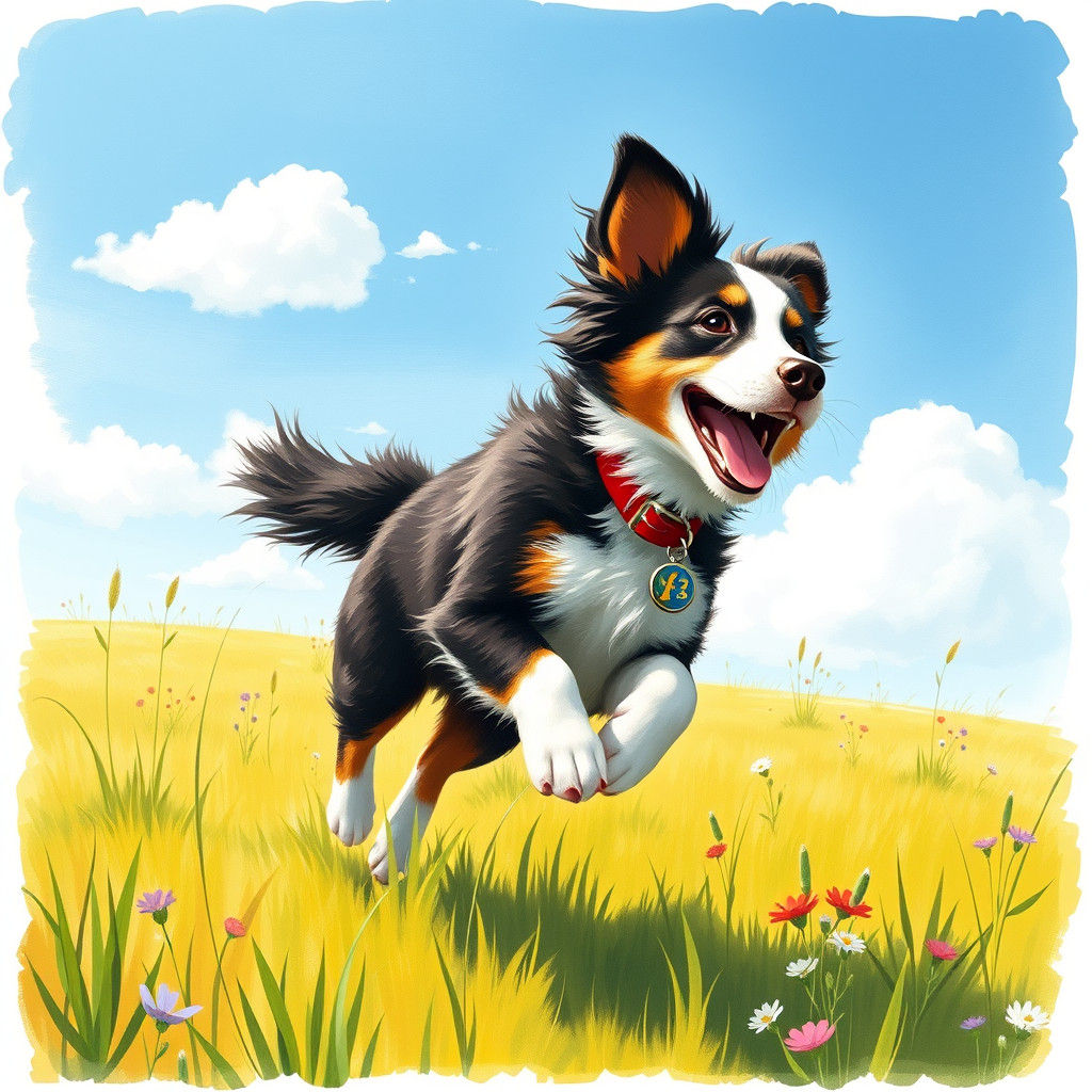Border Collie Puppy's Joyful Meadow Run