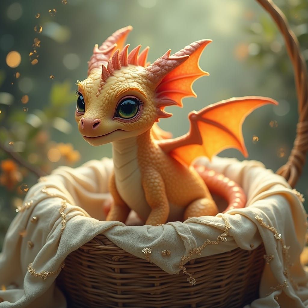 Baby Dragon in Dreamy Fantasy Scene