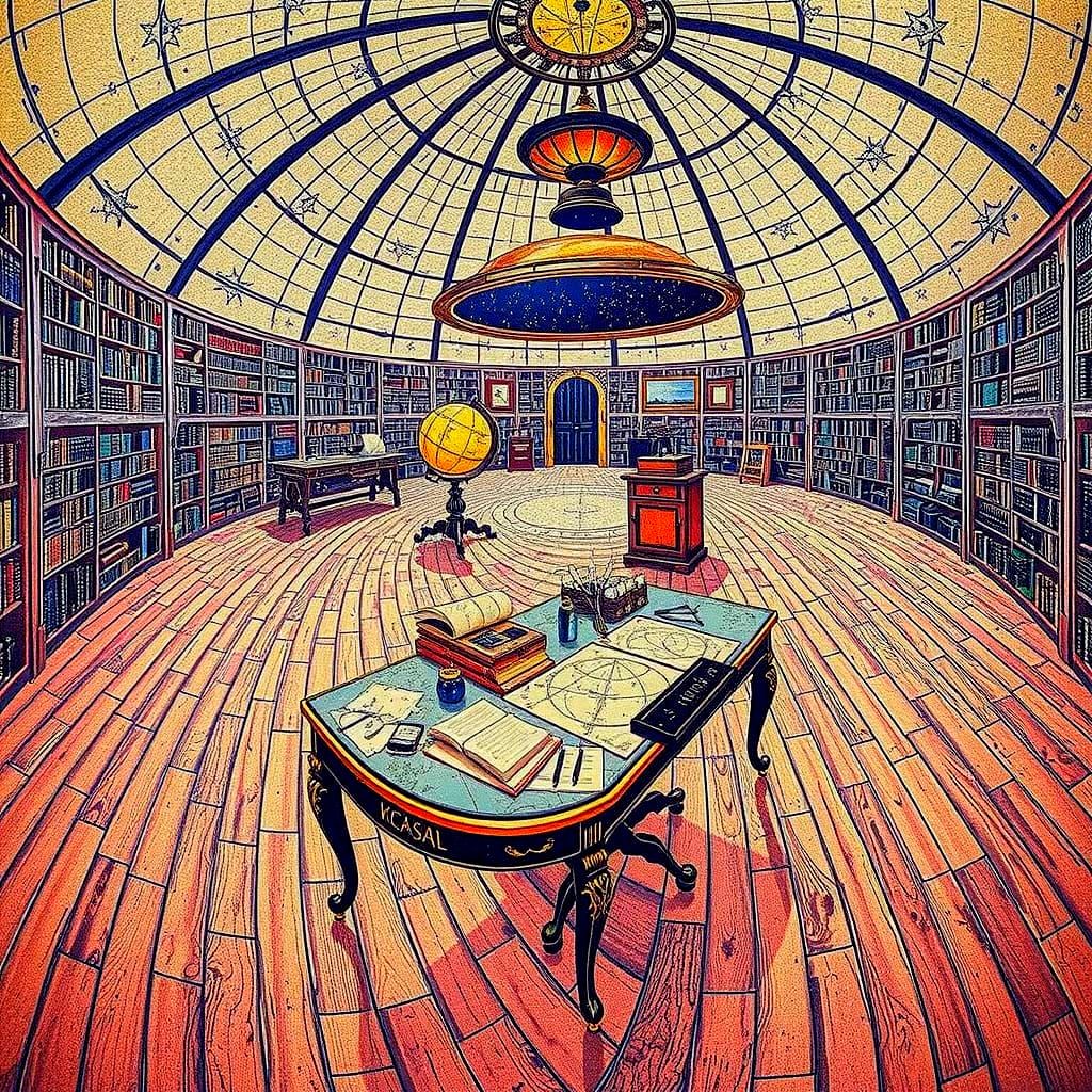 Celestial Cartographer in a Grand, Domed Observatory