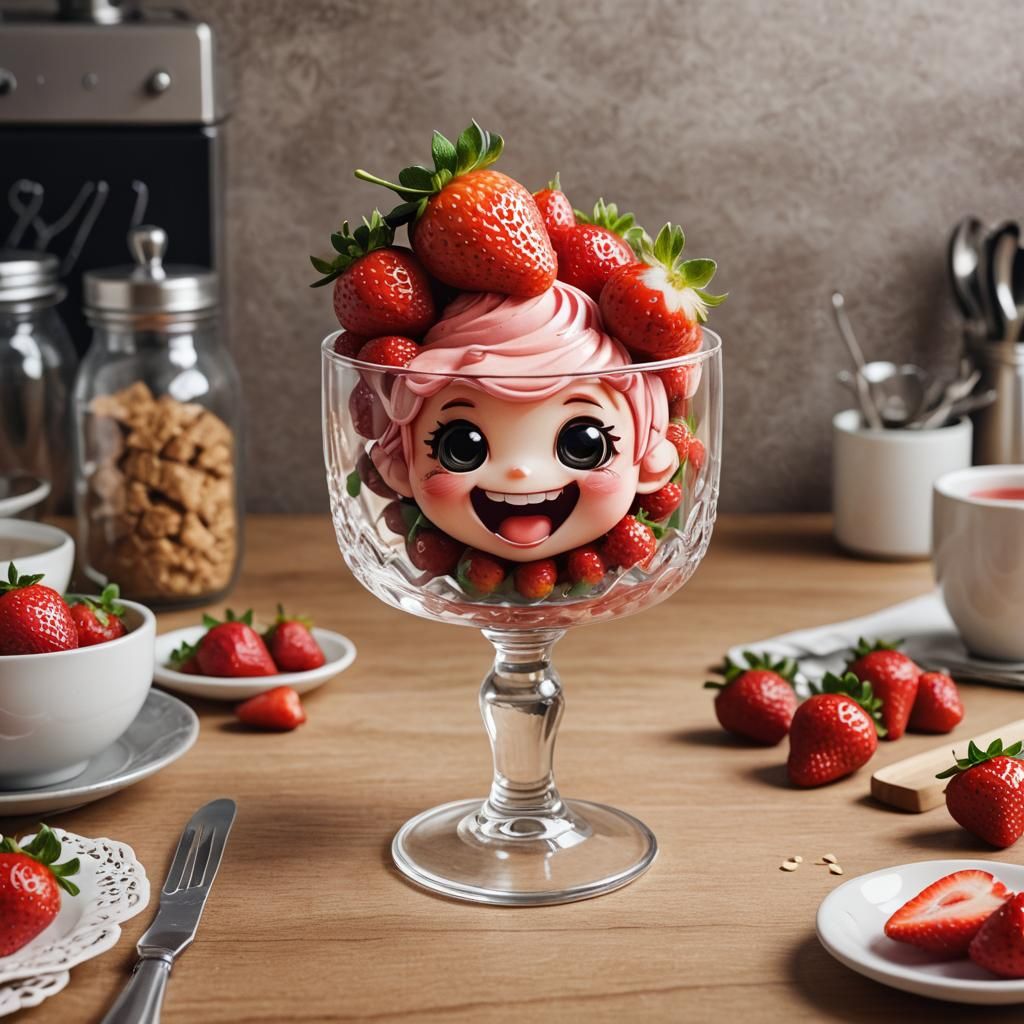 Strawberry Chibi in Dessert Glass, Detailed Kitchen