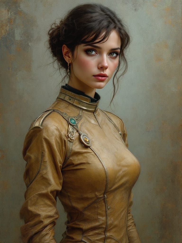 Tonalist Portrait of Star Trek Crew Member with Gem Necklace