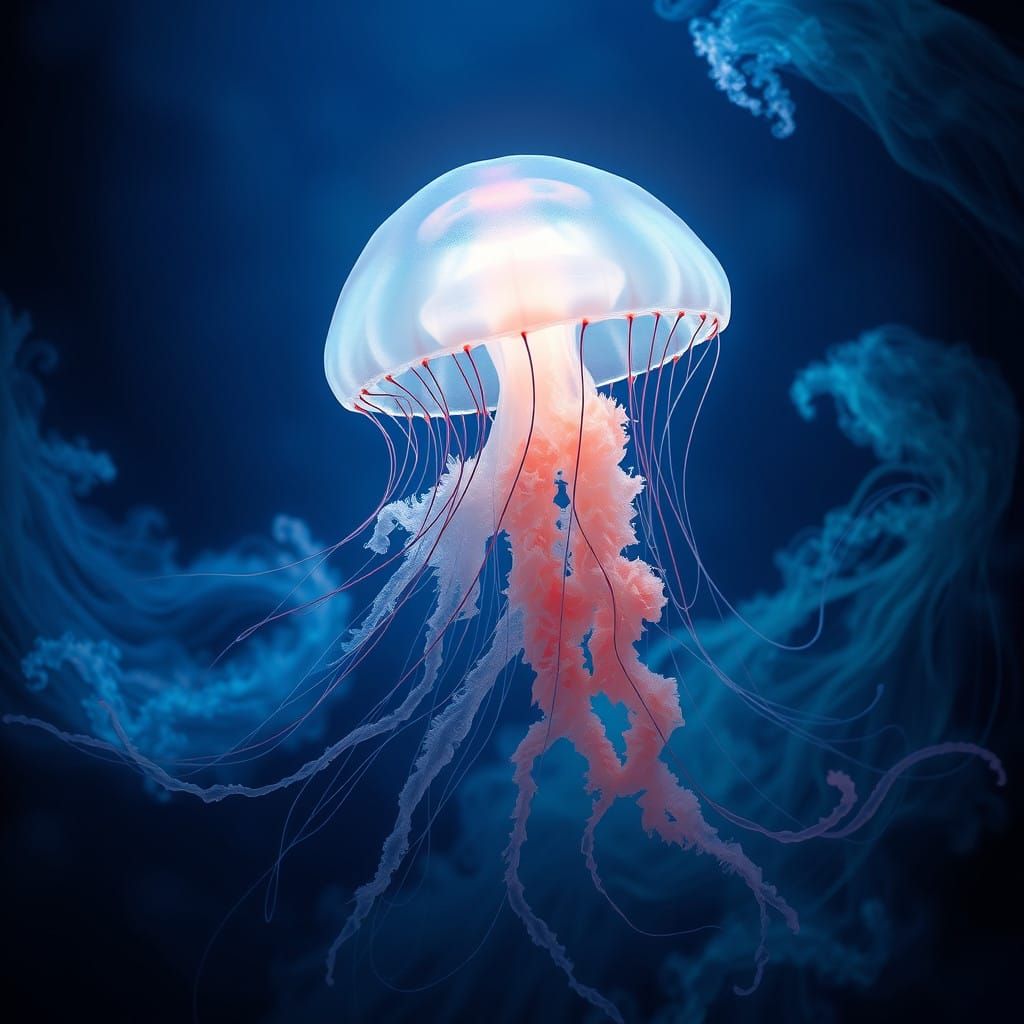 Enchanted Deep-Sea Jellyfish in Ethereal Bloom