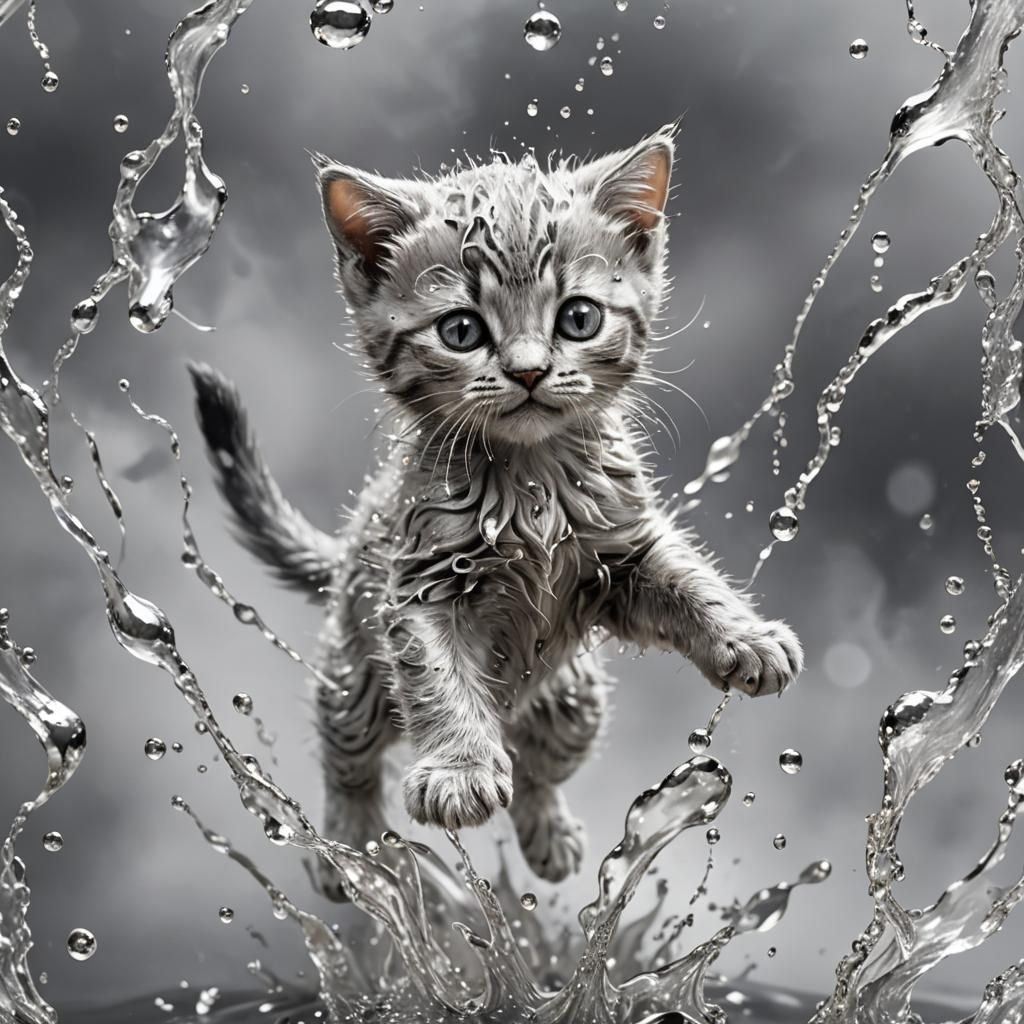 Liquid Silver Kitten Pounce: Windswept Ghost
