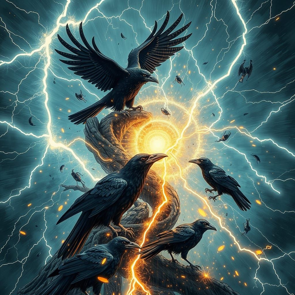 Odin's Vortex Collapse in Gilded Pointillism