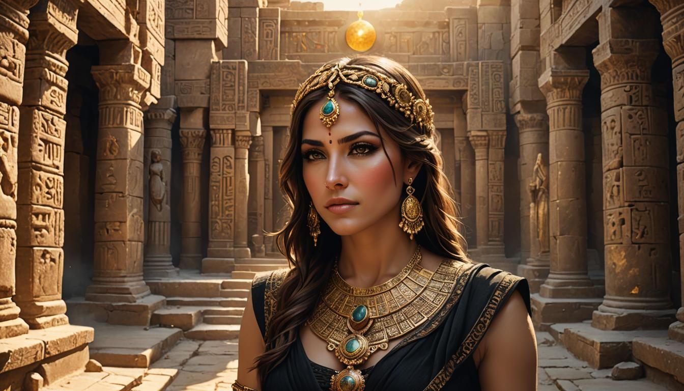 Mesopotamian Goddess in Ancient City Temple