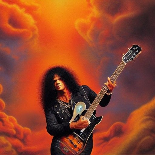 Slash Guitar Performance in Hell: Matte Painting