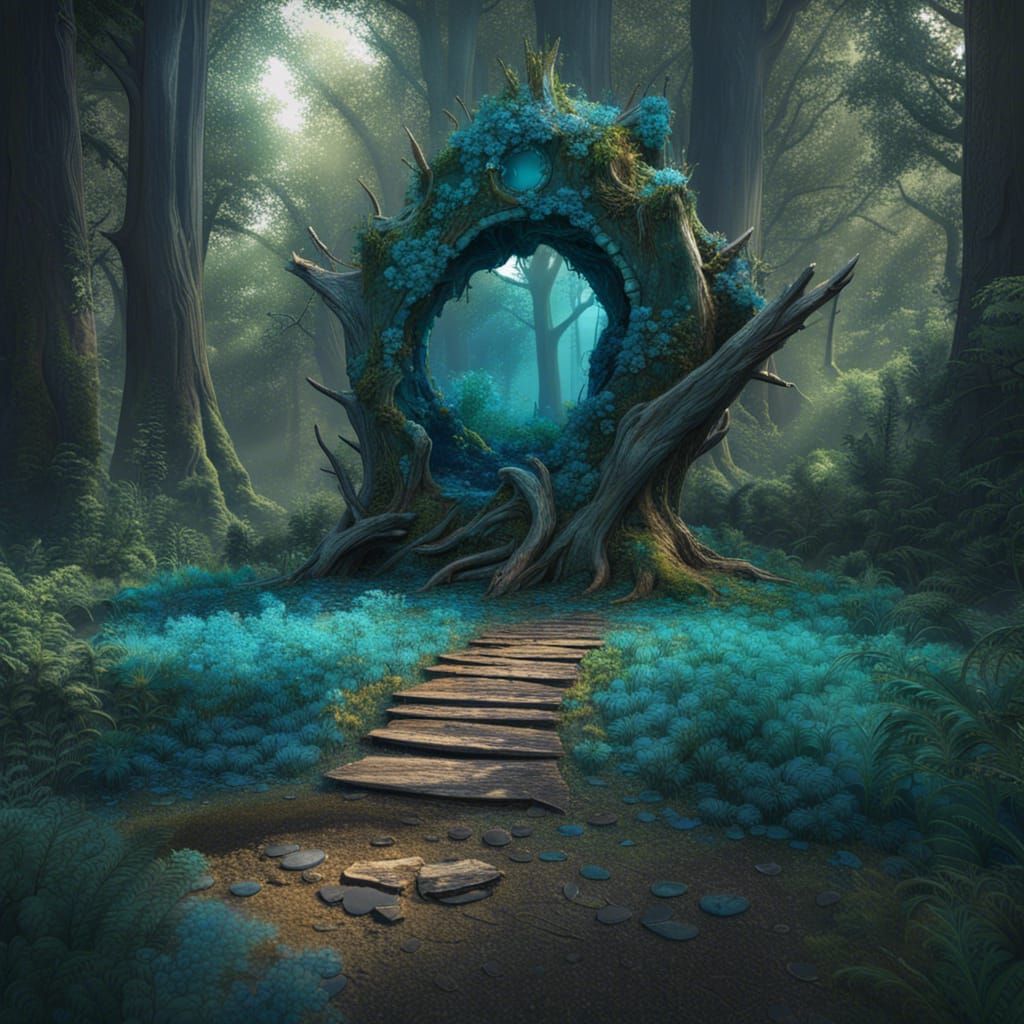 Turquoise Stump and Olive Mirror Landscape