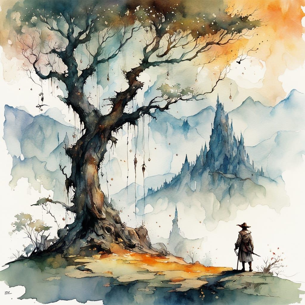 Enchanted Golden Hour in a Whimsical Forest Panorama