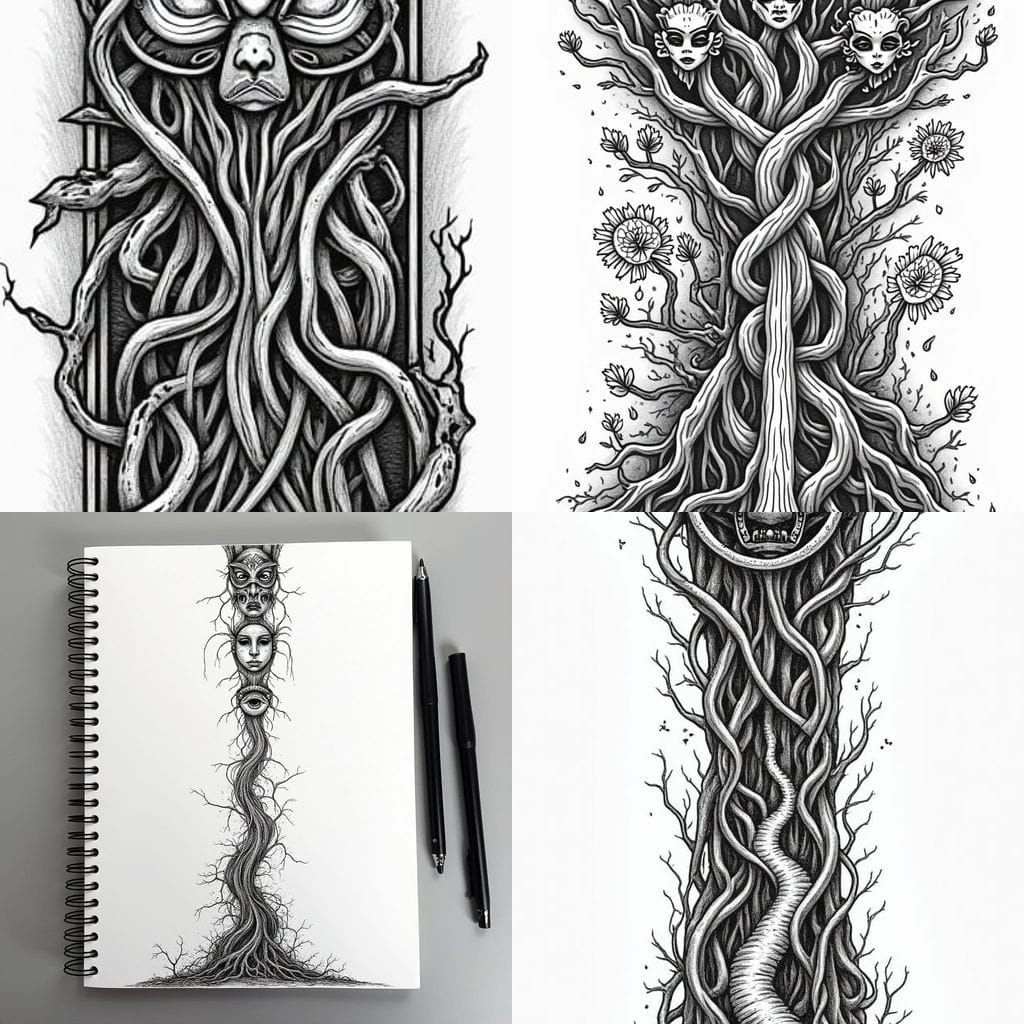 Mystical Engraving Design for Leather Notebook Spine