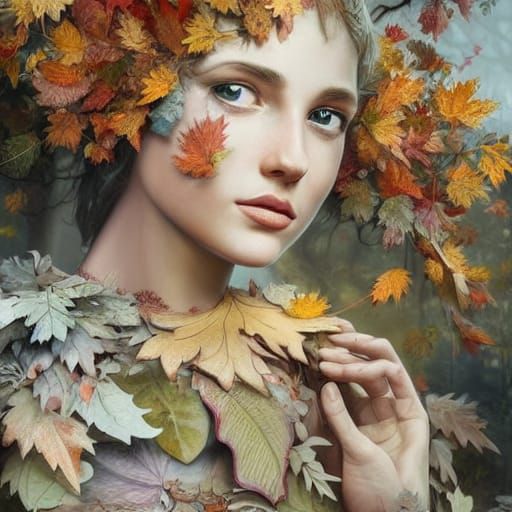 Biomechanical Autumn Princess in Soft Colors