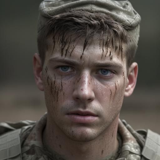 Soldier's Desperate Struggle in Quicksand: Cinematic Portrai...