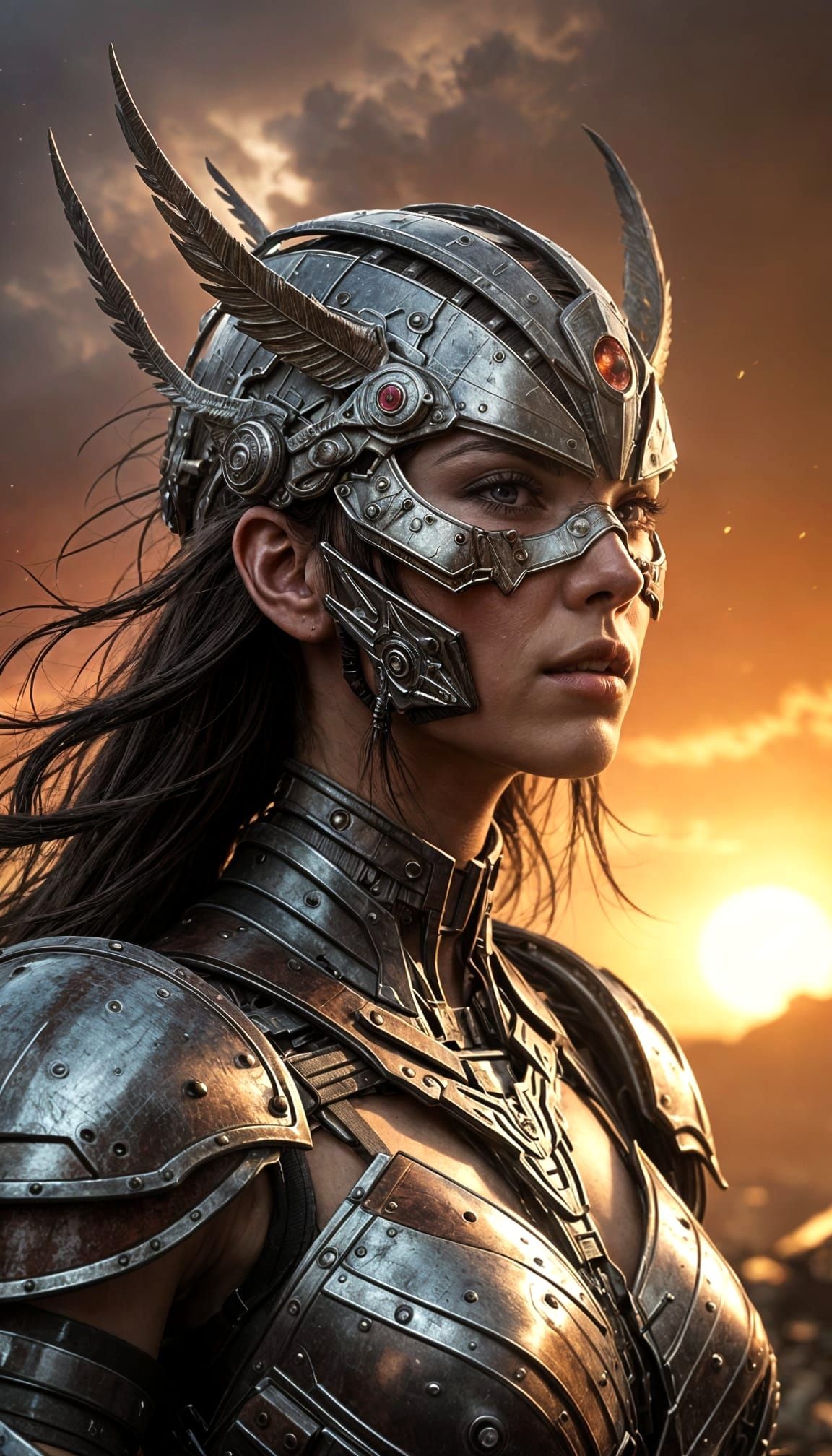 Valkyrie Warrior Triumphs Over Mechanical Titan