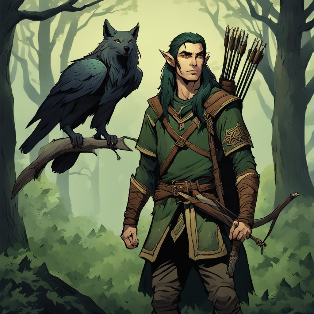 Wood Elf Ranger in Ancient Forest Twilight