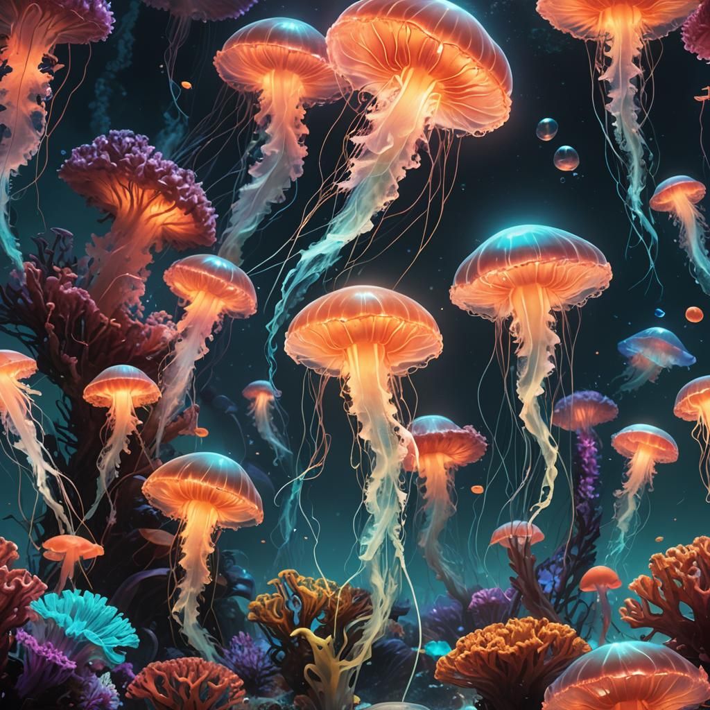 Bioluminescent Alien Civilization: An Anime Concept Art