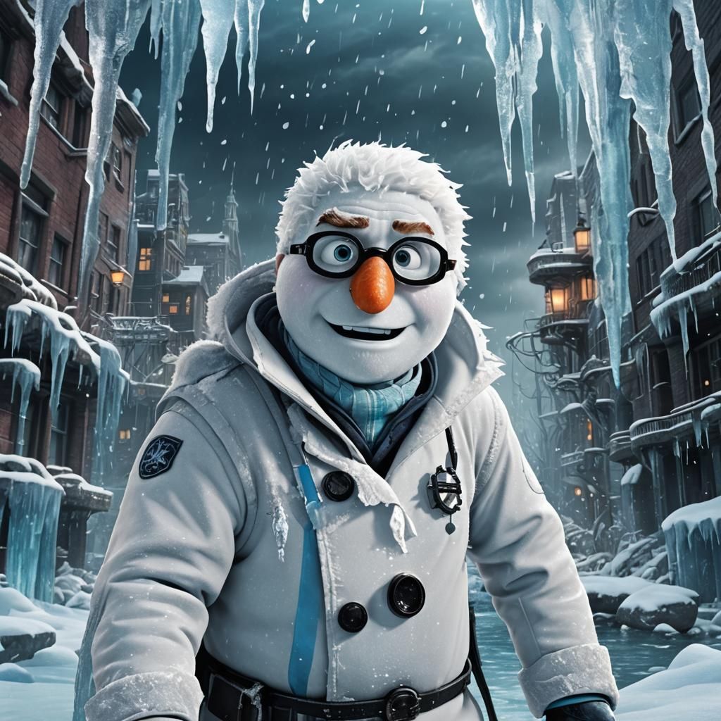 Frozen Doctor Snowman in Underwater City